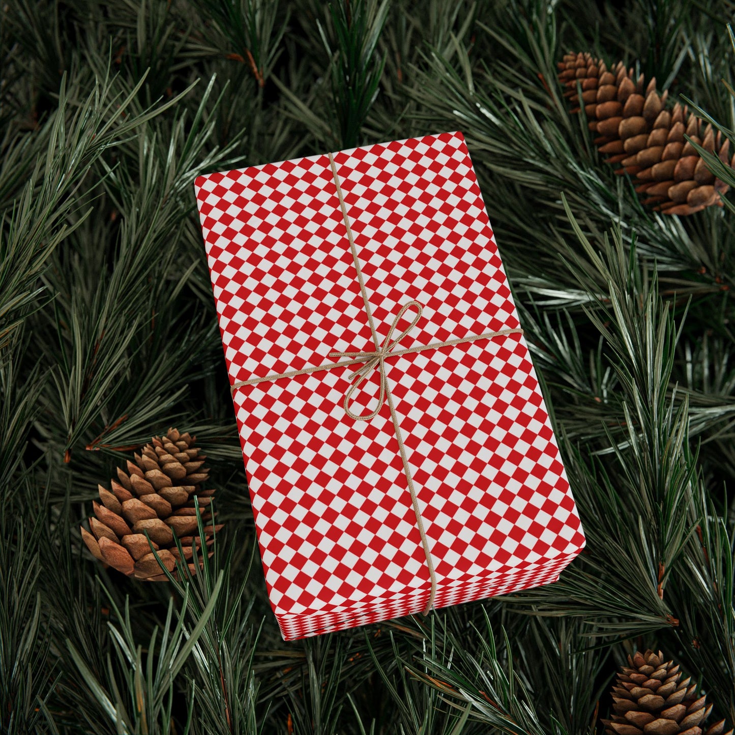 Red & White Argyle Wrapping Paper | Luxury Matte or Glossy Gift Wrap, 90gsm Fine Art Paper, 3 Sizes