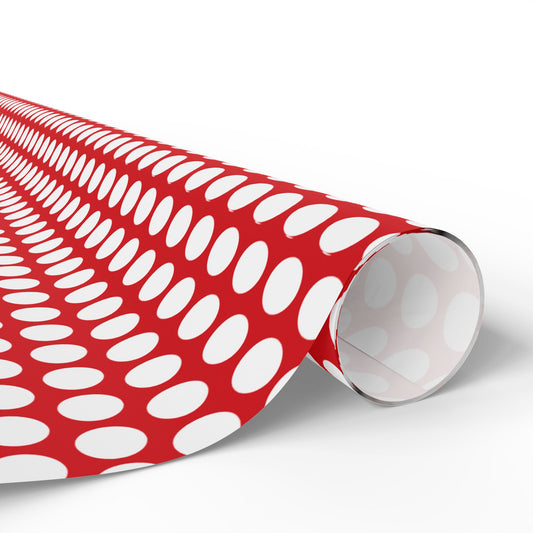 White Polka Dot on Red Wrapping Paper | Luxury Matte or Glossy Gift Wrap, 90gsm Fine Art Paper, 3 Sizes
