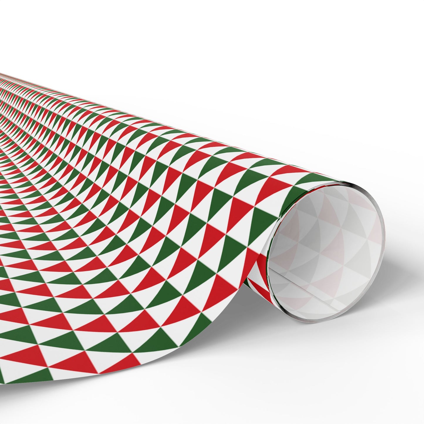 Red & Green Triangles Party Wrapping Paper | Luxury Matte or Glossy Gift Wrap, 90gsm Fine Art Paper, 3 Sizes