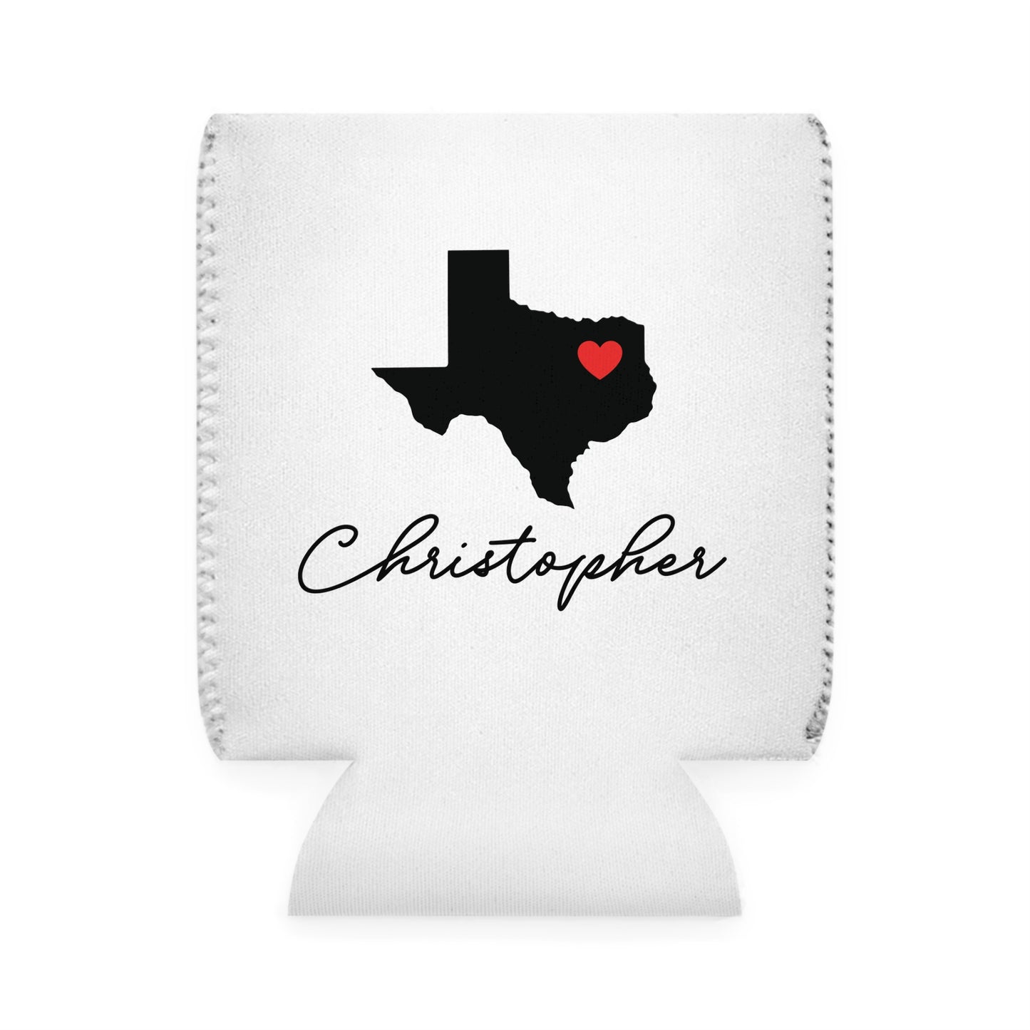 Moon & Stars Valentines Texas State Cut-Out Personalize Custom Name Can Cooler Sleeve