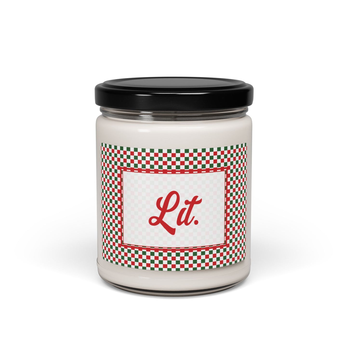 Lit- Christmas Checkered Scented Soy Candle, 9oz