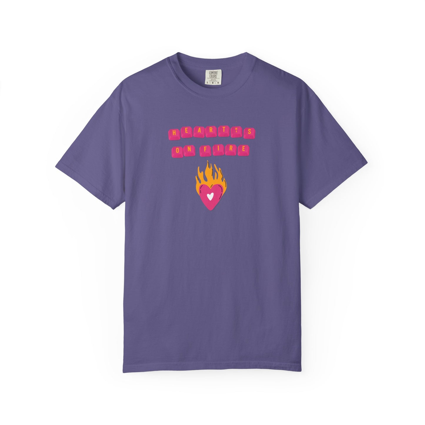 HEART'S ON FIRE Key Caps Flaming Heart Unisex Garment-Dyed T-shirt