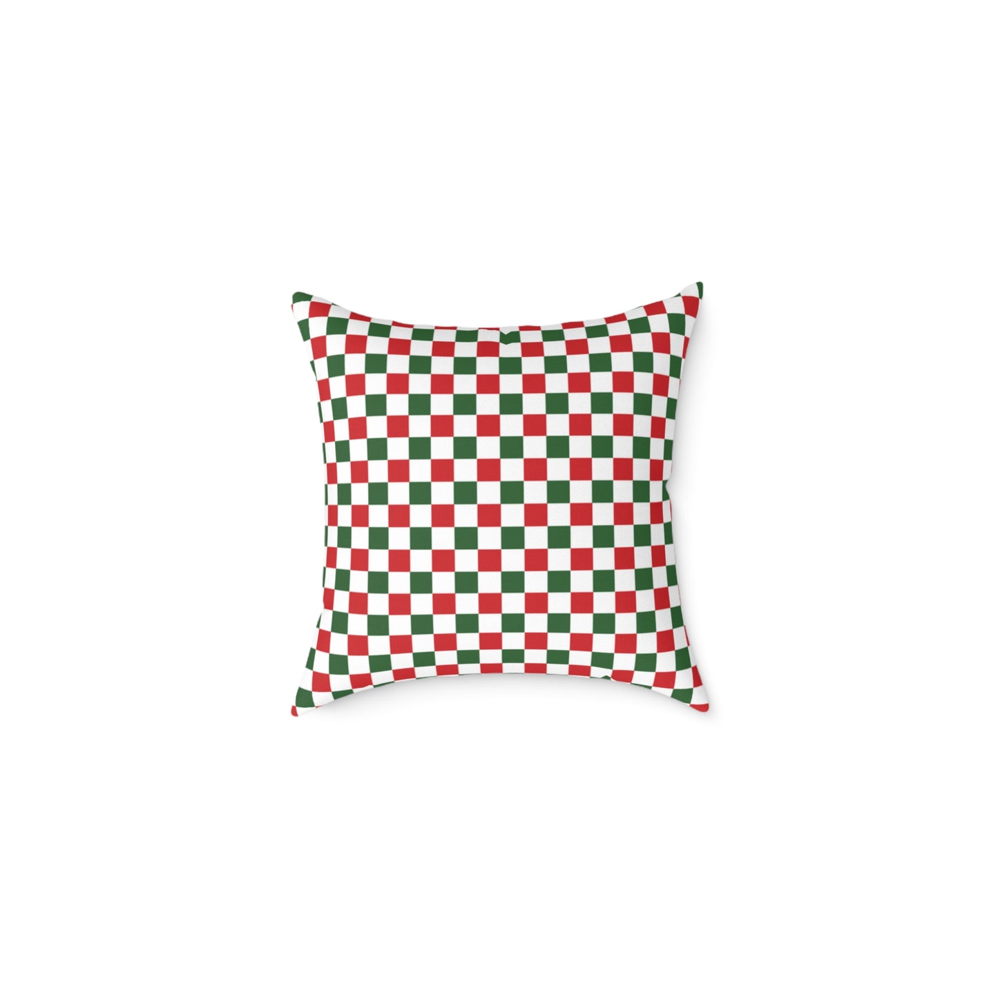 Red Green & White Gingham Christmas Decorative Pillow | Double‑Sided Poly Canvas Cushion, 5 Sizes, Vibrant Holiday Décor