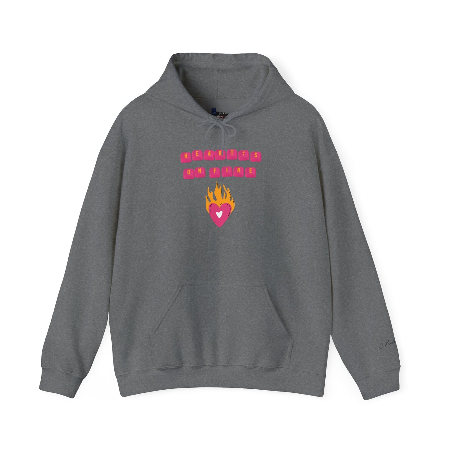 HEART'S ON FIRE Key Caps Flaming Heart Unisex Heavy Blend™ Hooded Sweatshirt