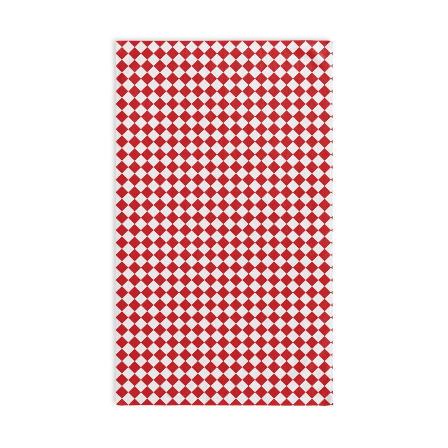 Red & White Argyle Holiday Hand Towel | Soft Cotton Back, Polyester Front, Festive Home Décor