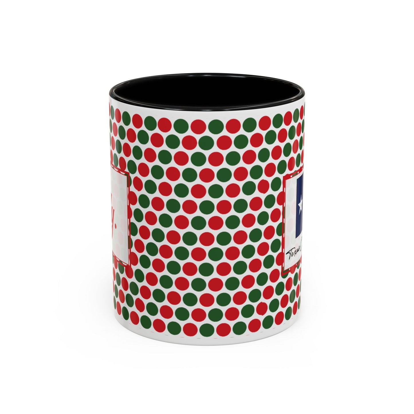 Jolly- Christmas Polka Dot Party Personalizable Christmas Ceramic Mug (11oz, 15 oz)