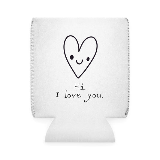 Hi. I Love You. Valentines Texas Flag Personalize Custom Name Can Cooler Sleeve