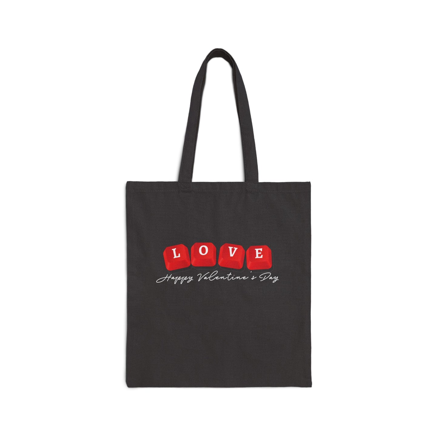 Happy Valentines LOVE Key Caps Texas Flag Personalize Custom Name Cotton Canvas Tote Bag