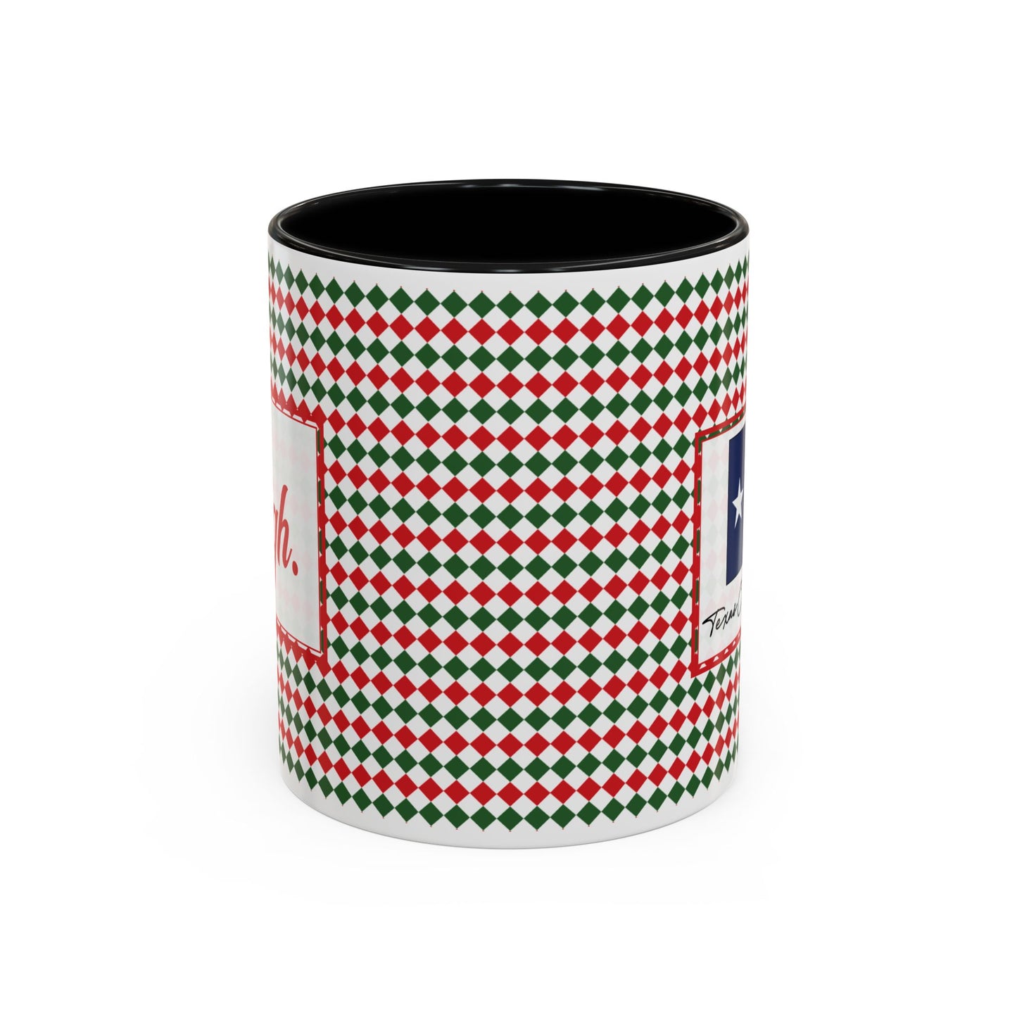 Sleigh- Christmas Argyle Personalizable Christmas Ceramic Mug (11oz, 15 oz)