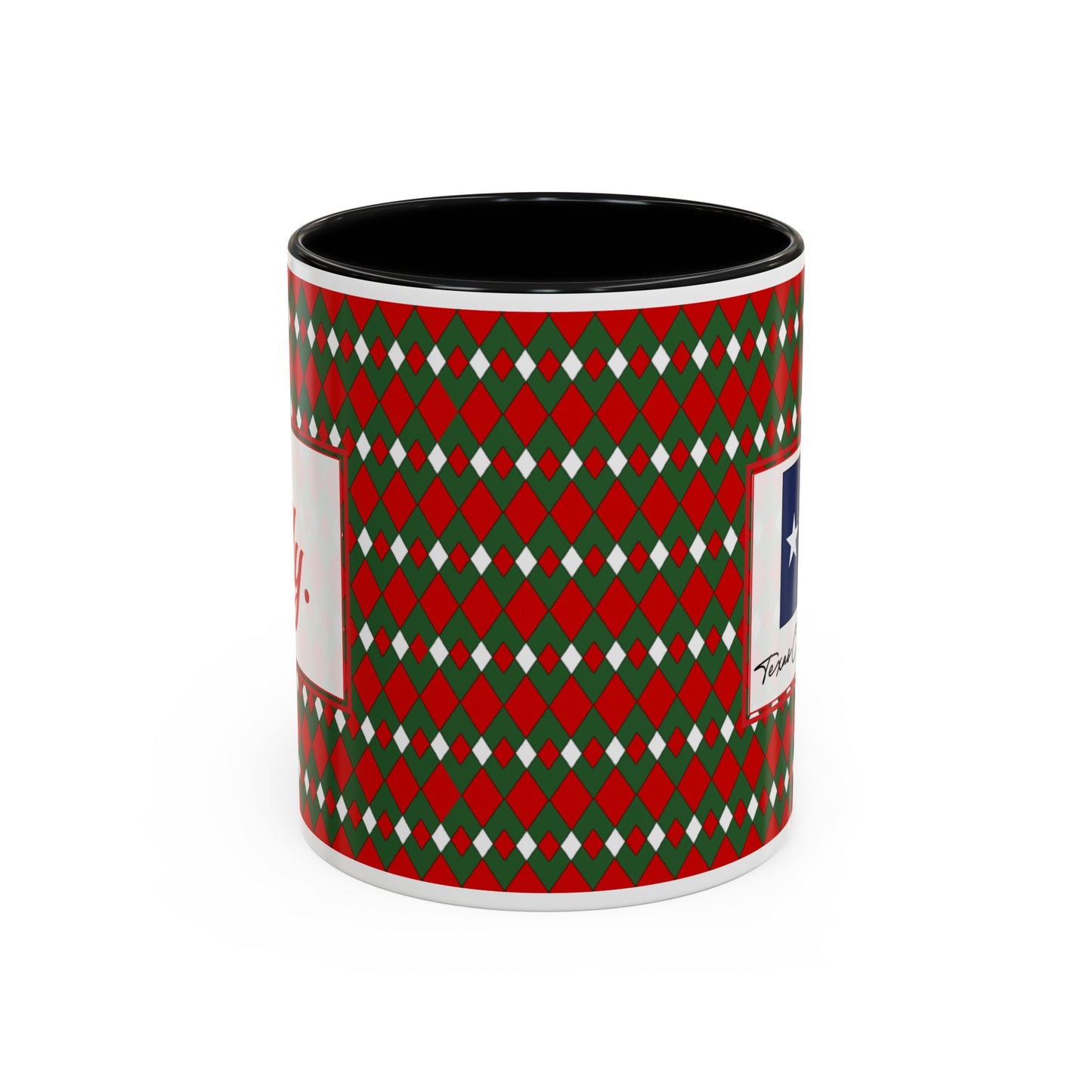 Jolly- Christmas Fancy Argyle Personalizable Christmas Ceramic Mug (11oz, 15 oz)