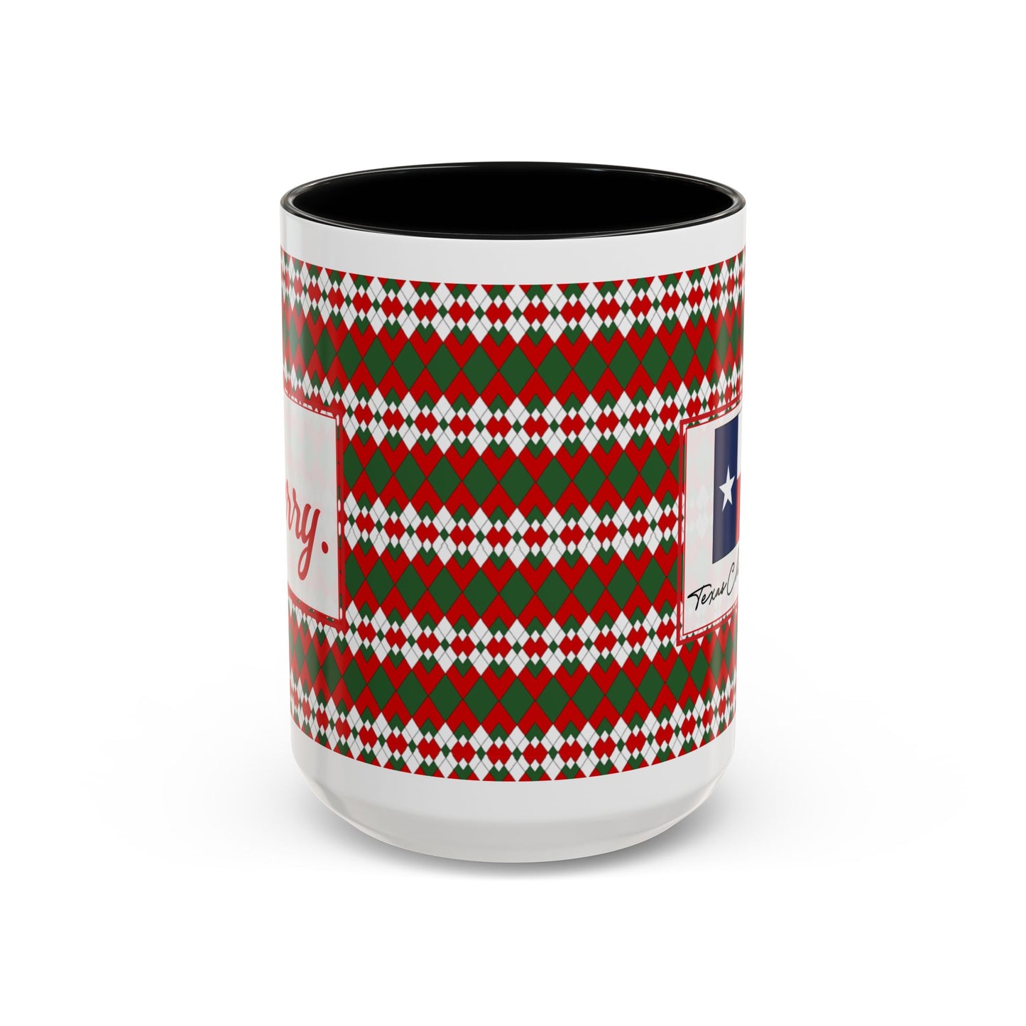 Merry- Christmas Extra Argyle Personalizable Christmas Ceramic Mug (11oz, 15 oz)