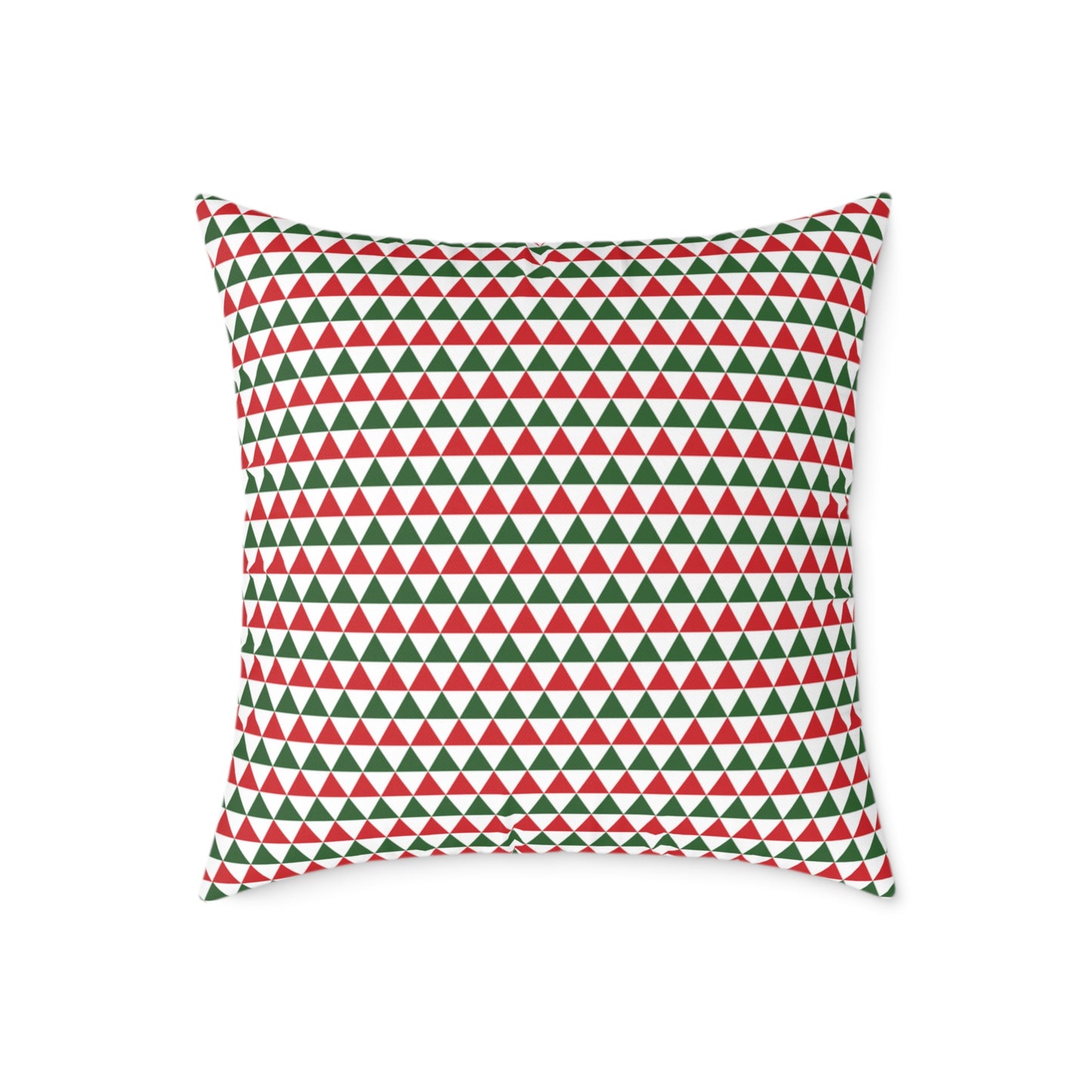 Red & Green Triangle Striped Christmas Decorative Pillow | Double‑Sided Poly Canvas Cushion, 5 Sizes, Vibrant Holiday Décor
