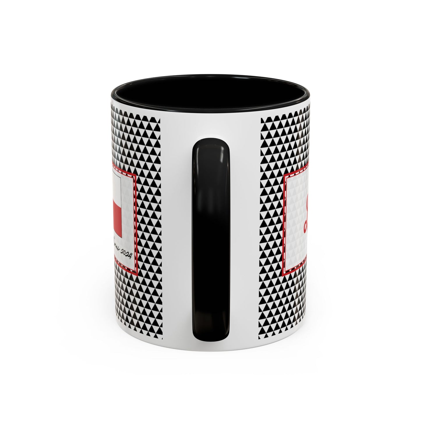 Lit- Black Triangles Personalizable Christmas Ceramic Mug (11oz, 15 oz)