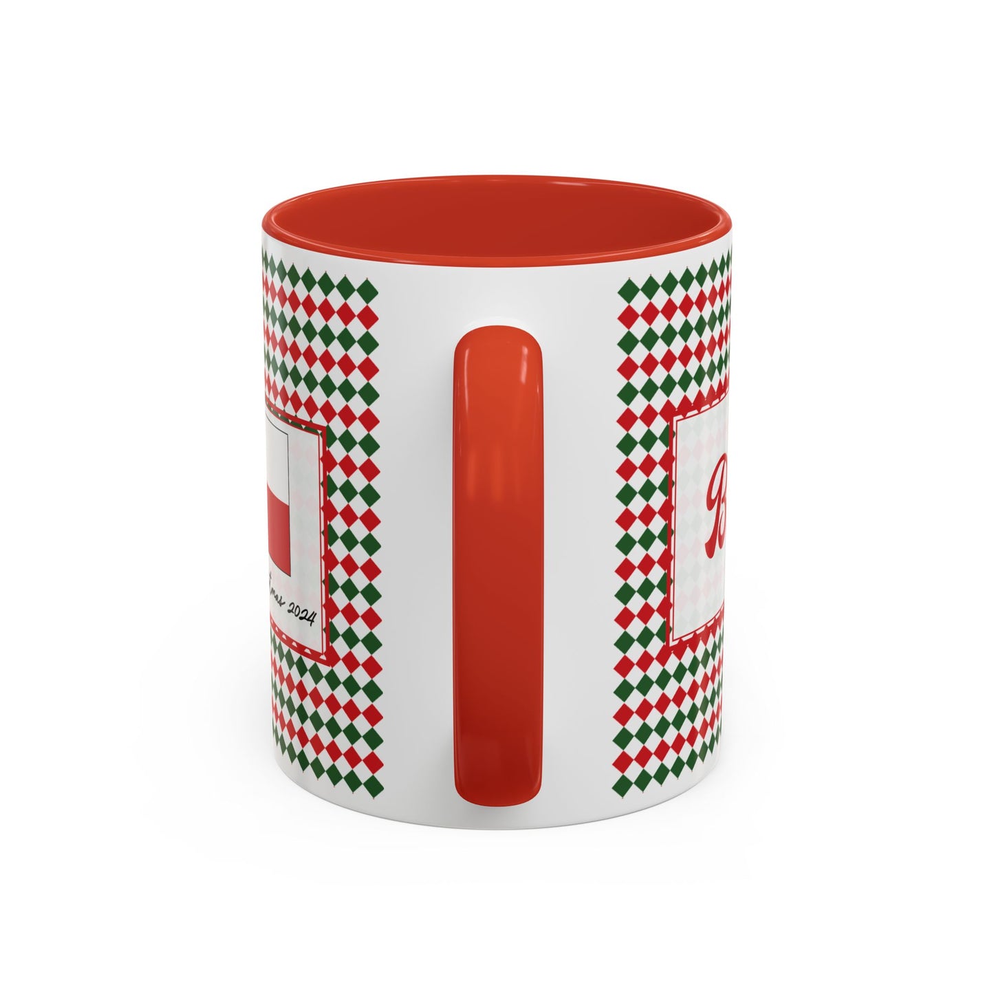 Blitz- Christmas Argyle Personalizable Christmas Ceramic Mug (11oz, 15 oz)