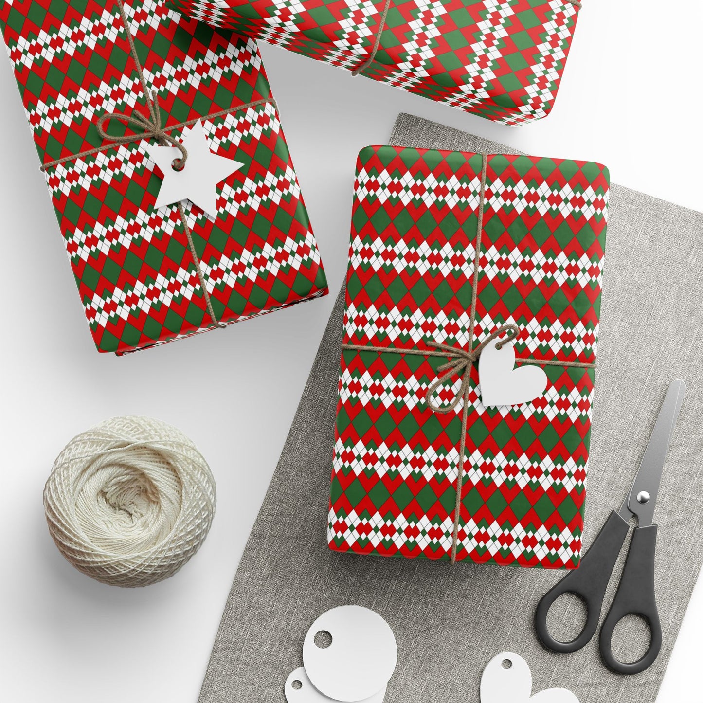 Extra Argyle Wrapping Paper | Luxury Matte or Glossy Gift Wrap, 90gsm Fine Art Paper, 3 Sizes