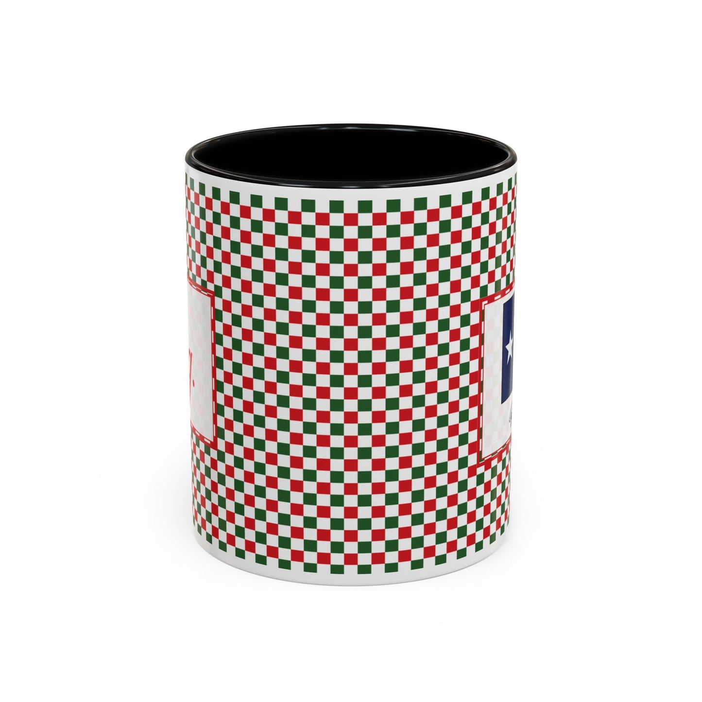 Nog- Christmas Checkered Personalizable Christmas Ceramic Mug (11oz, 15 oz)