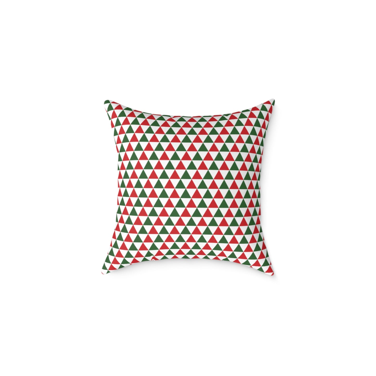 Red & Green Triangle Party Christmas Decorative Pillow | Double‑Sided Poly Canvas Cushion, 5 Sizes, Vibrant Holiday Décor