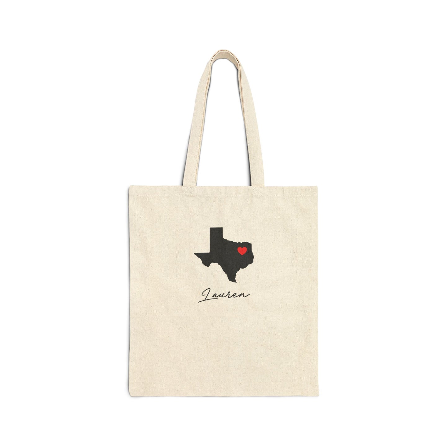 Sweeter Than A Peach In Honey Texas State Cut-Out Valentines Personalize Custom Name Cotton Canvas Tote Bag