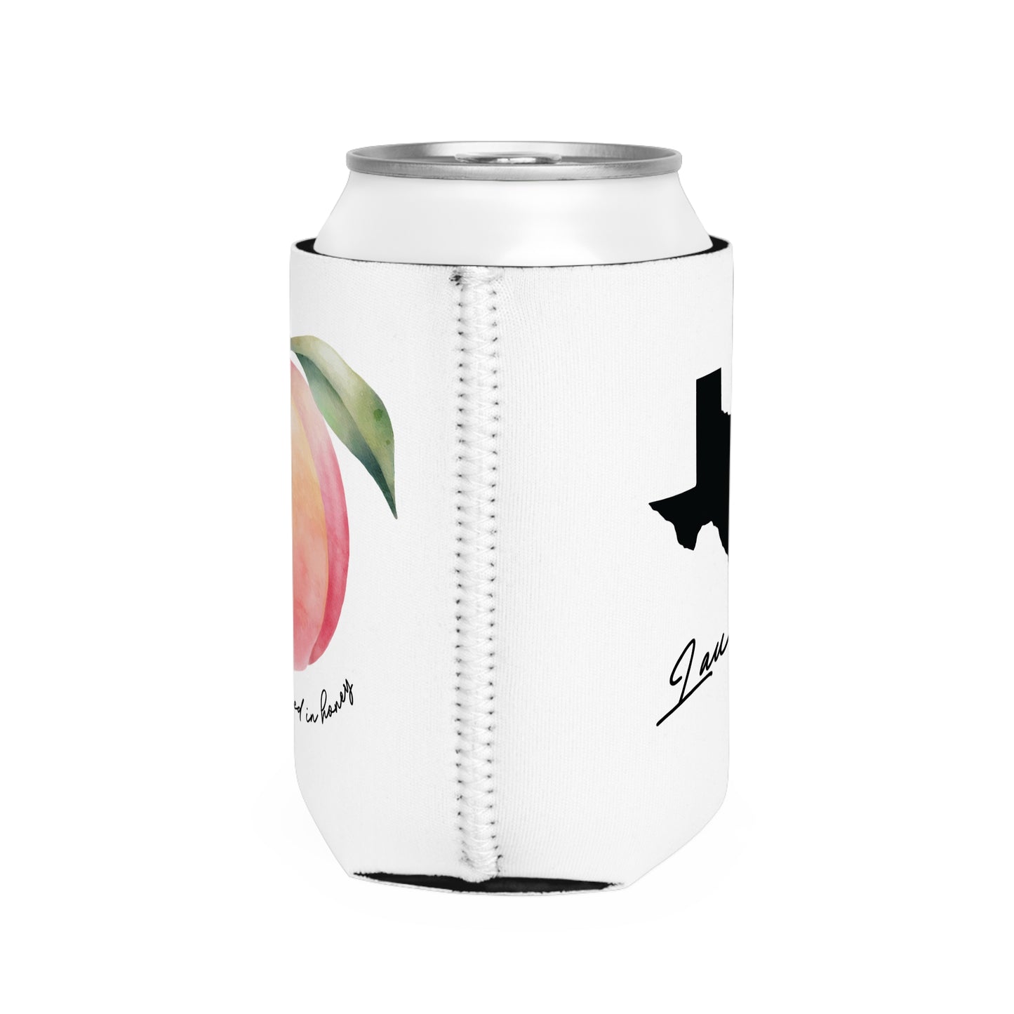 Sweeter Than A Peach In Honey Valentines Texas State Cut-Out Personalize Custom Name Can Cooler Sleeve