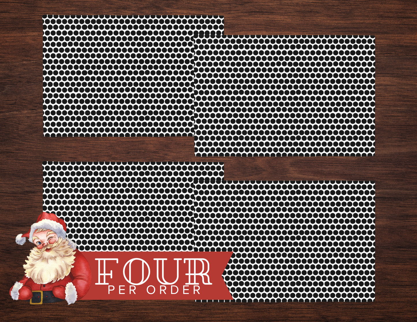 Black Polka Dot Polyester Placemats | Christmas Holiday Dining Décor, Bold Festive Farmhouse Washable Table Mat Set