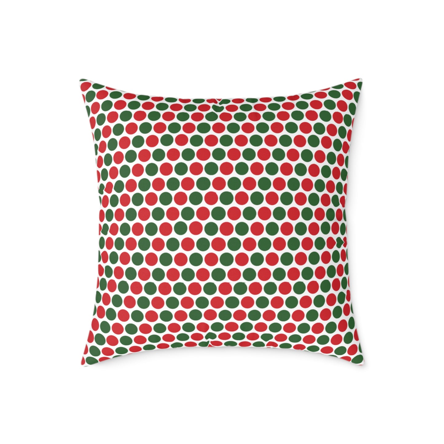 Red & Green Polka Dot Party Christmas Decorative Pillow | Double‑Sided Poly Canvas Cushion, 5 Sizes, Vibrant Holiday Décor