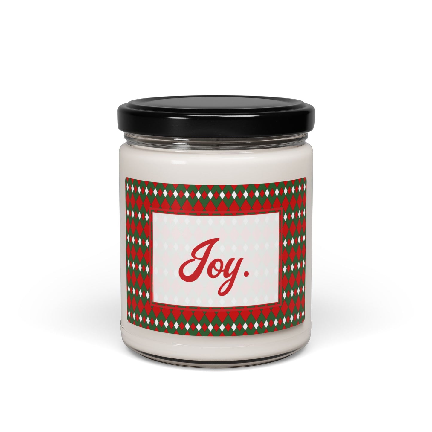 Joy- Christmas Fancy Argyle Scented Soy Candle, 9oz