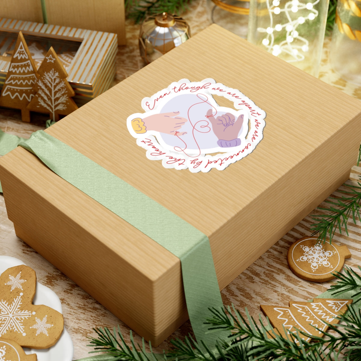 Apart But Connected By The Heart Friends Valentine Kiss-Cut Stickers