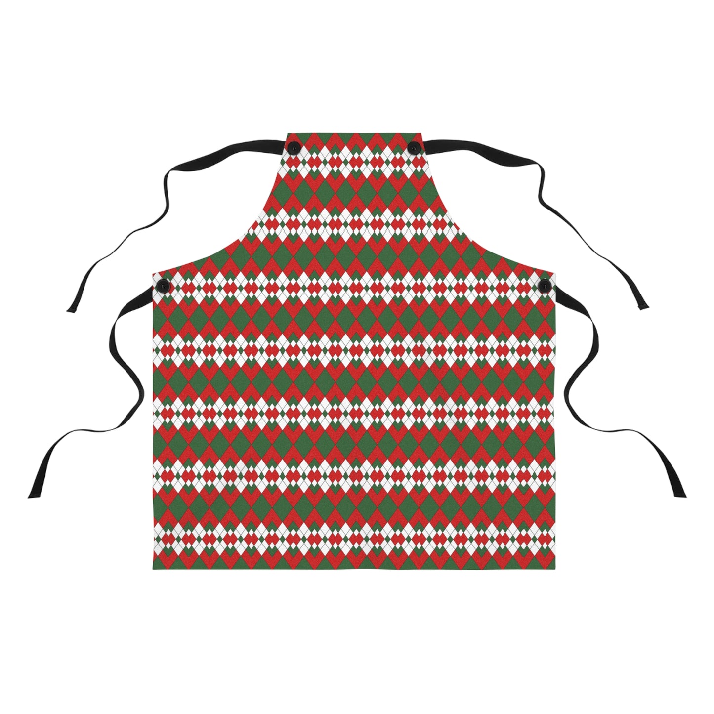 Extra Argyle Holiday Apron | Lightweight 100% Polyester Twill, Detachable Black Twill Straps
