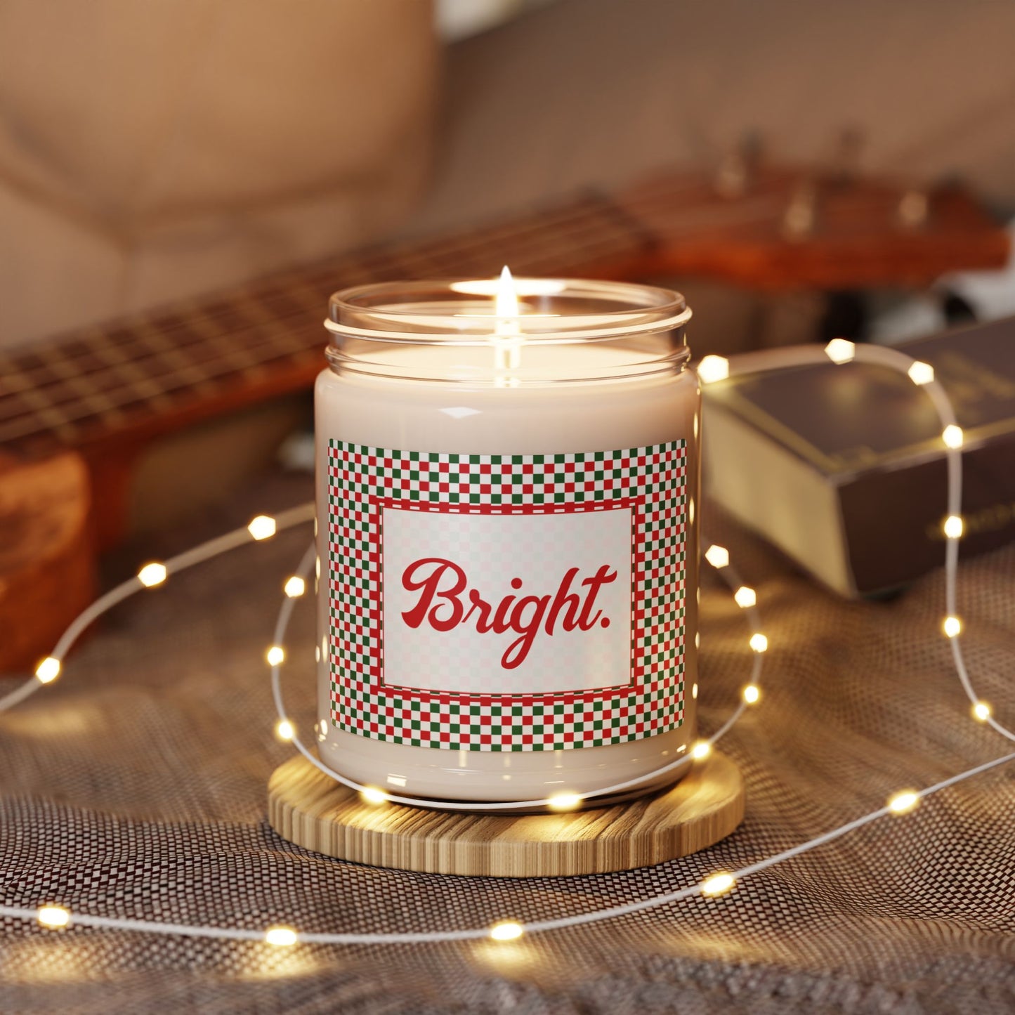 Bright- Christmas Checkered Scented Soy Candle, 9oz