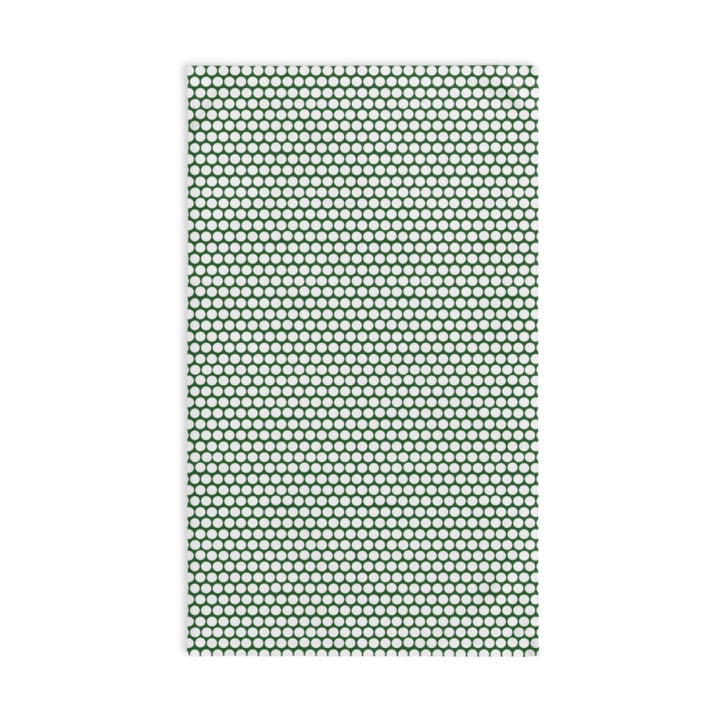 White Polka Dot on Green Hand Towel