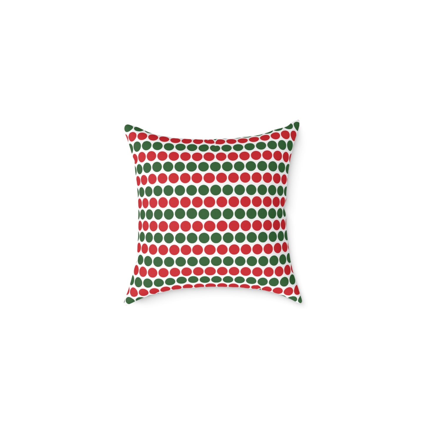 Red & Green Polka Dot Striped Christmas Decorative Pillow | Double‑Sided Poly Canvas Cushion, 5 Sizes, Vibrant Holiday Décor