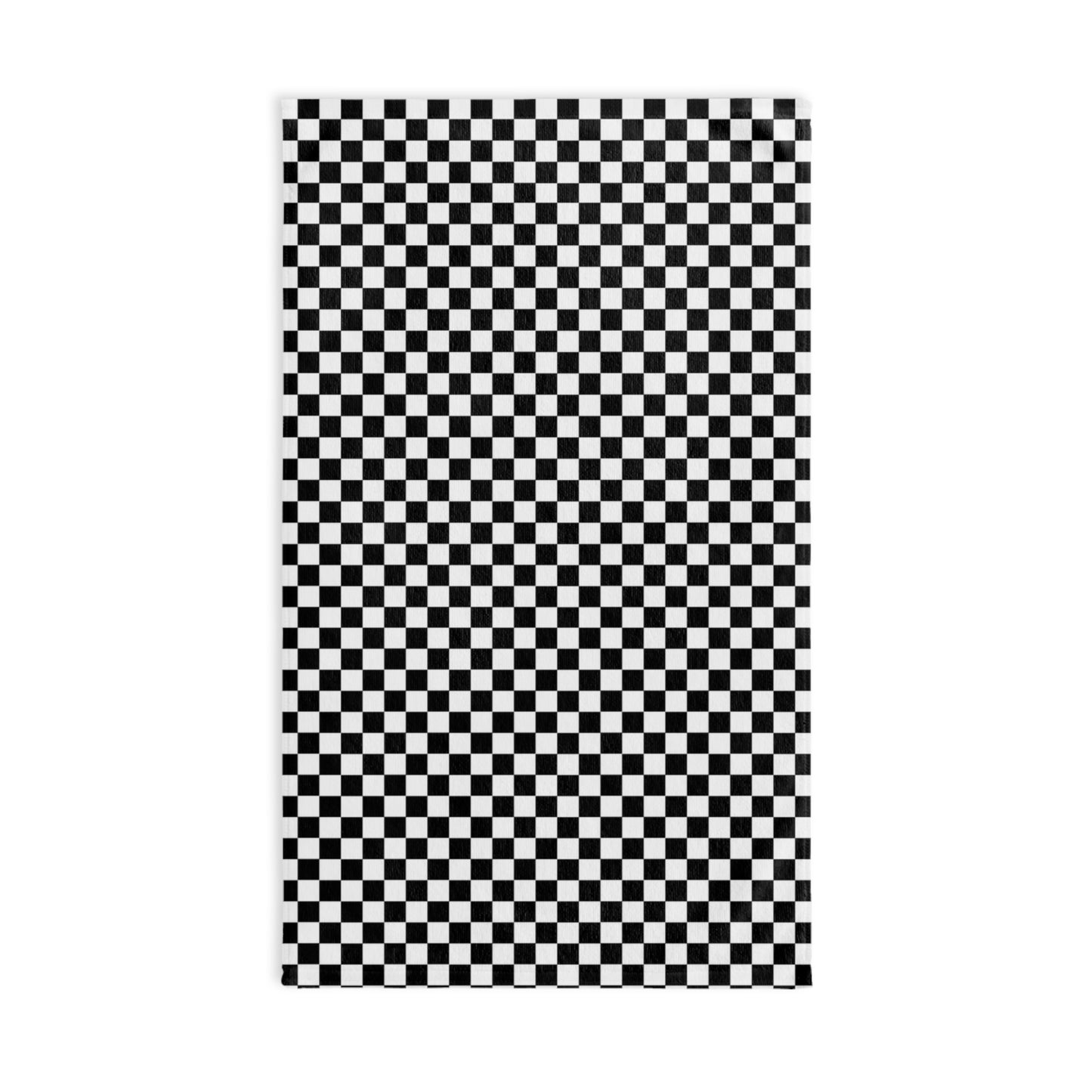 Black & White Check Holiday Hand Towel | Soft Cotton Back, Polyester Front, Festive Home Décor
