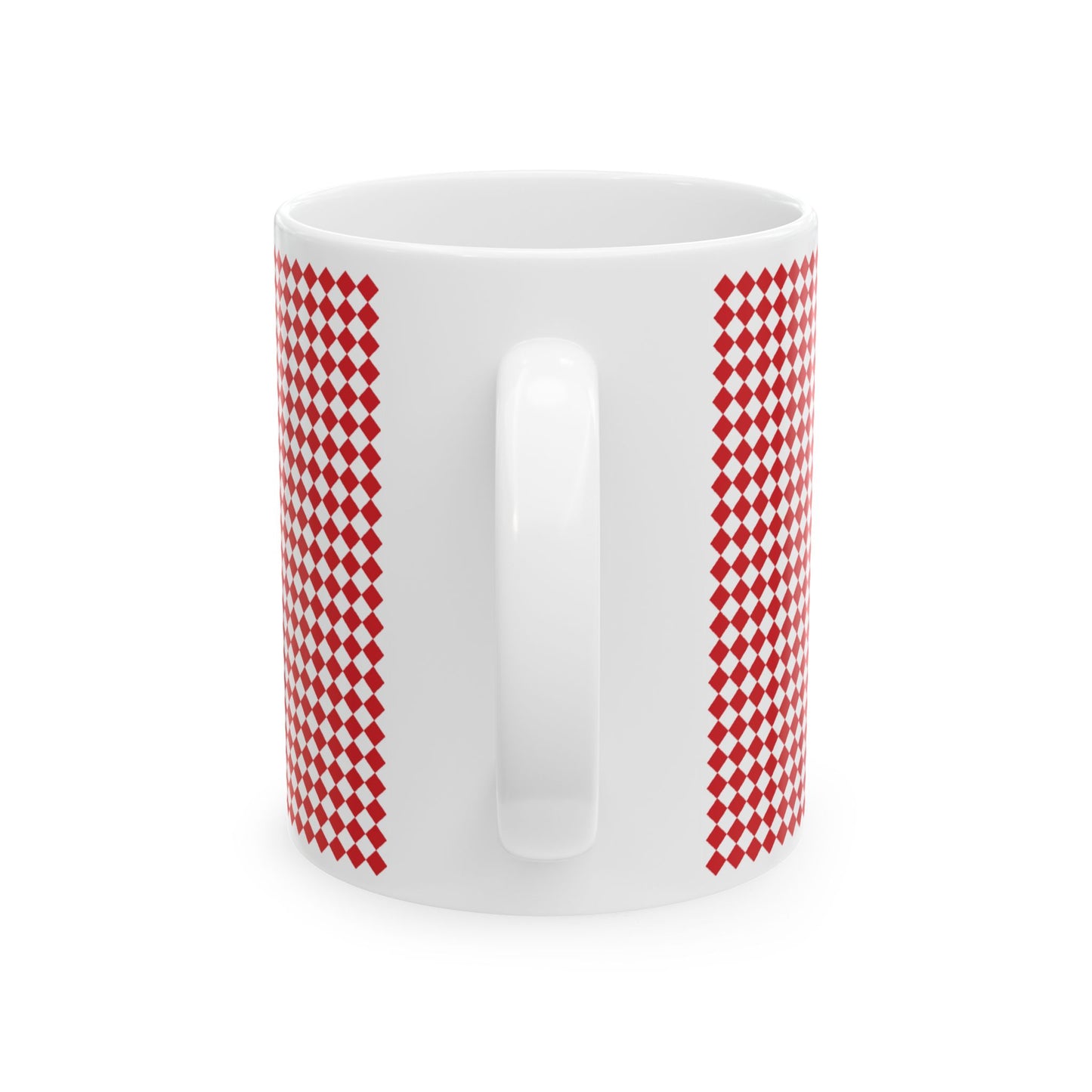 Red Argyle Ceramic Mug, (11oz, 15oz)