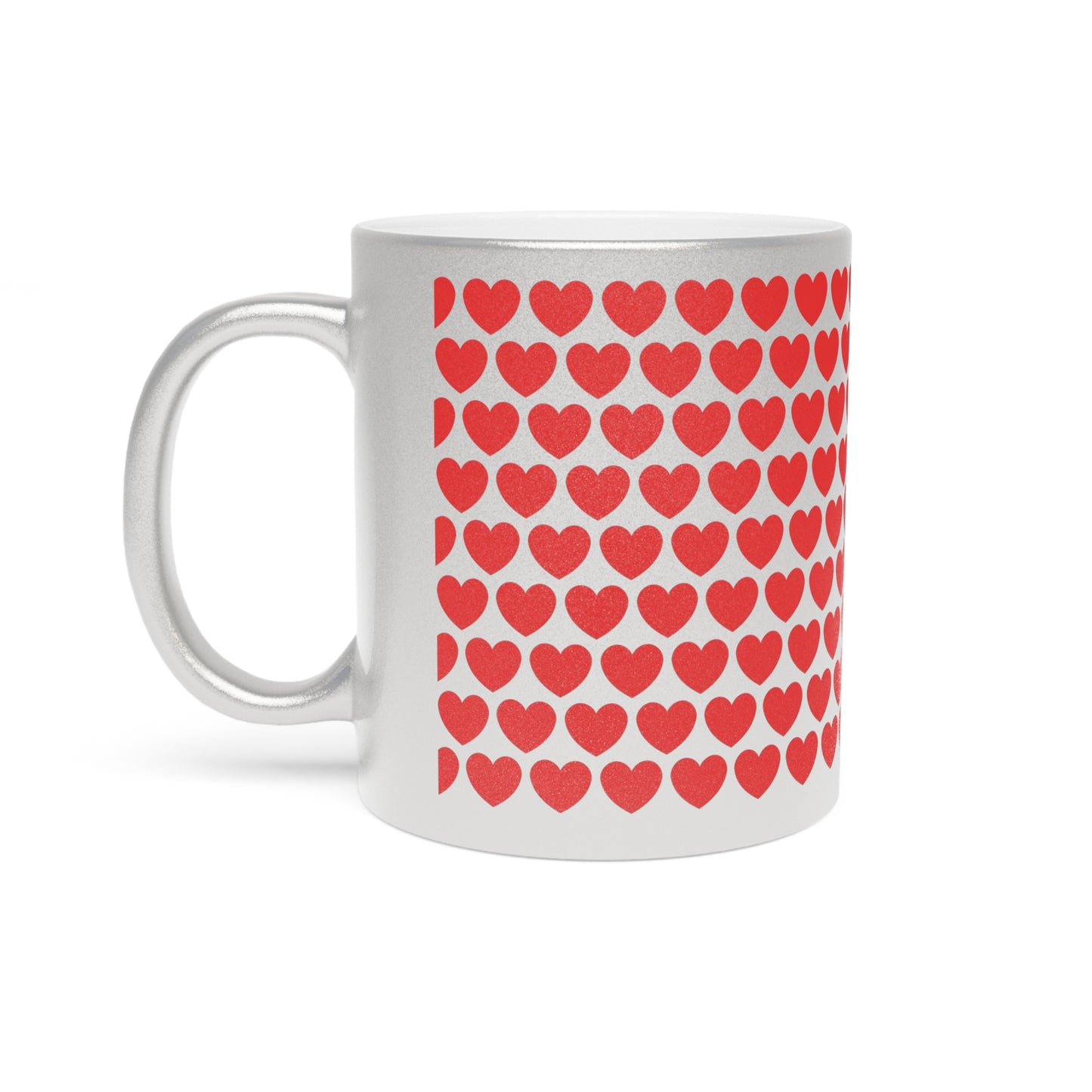 Red Hearts Valentines Metallic Mug (Silver\Gold)