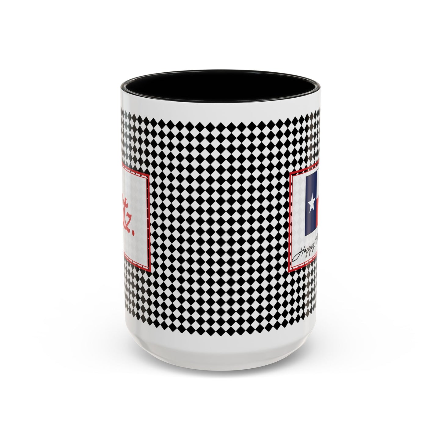 Blitz- Black Argyle Personalizable Christmas Ceramic Mug (11oz, 15 oz)