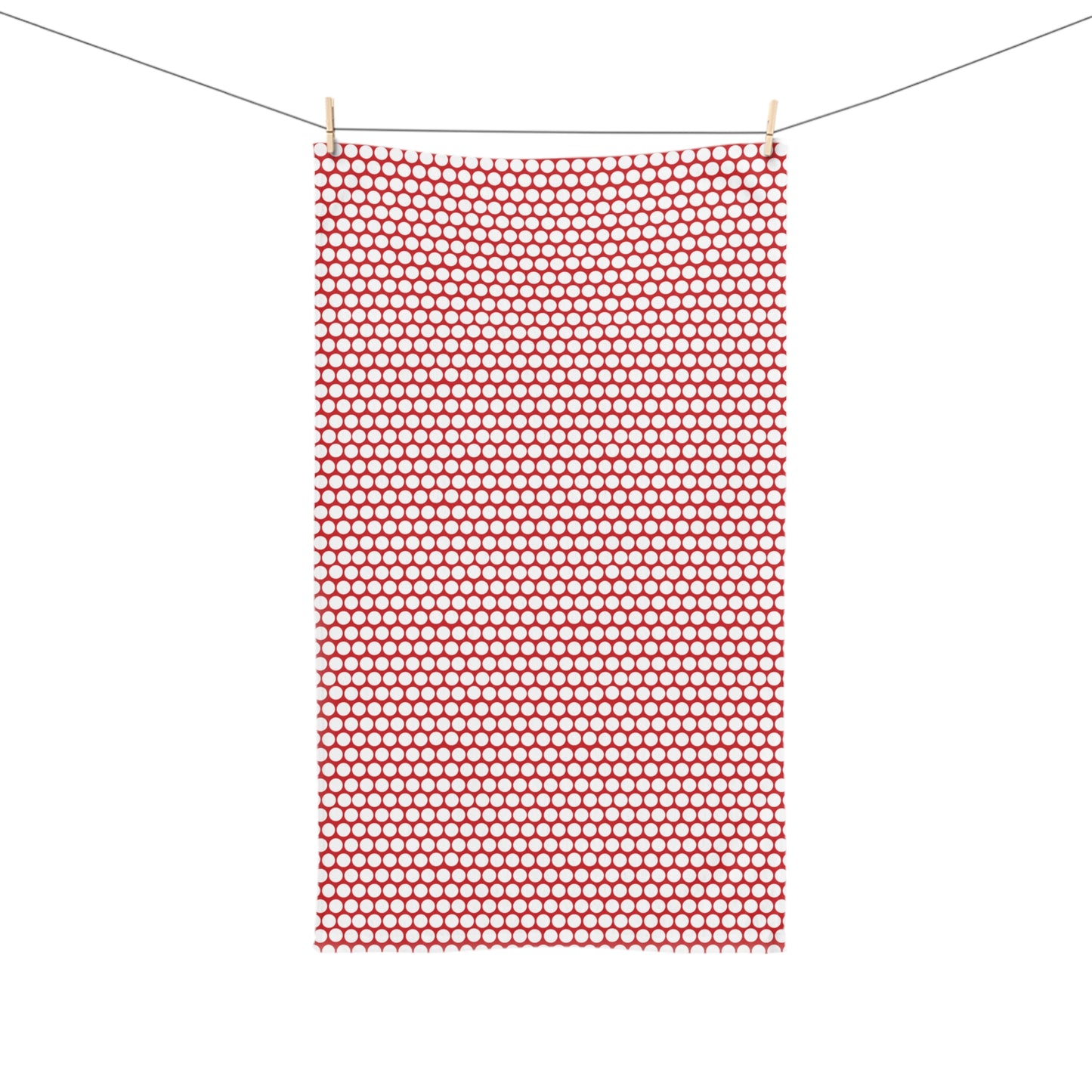 White Polka Dot on Red Hand Towel