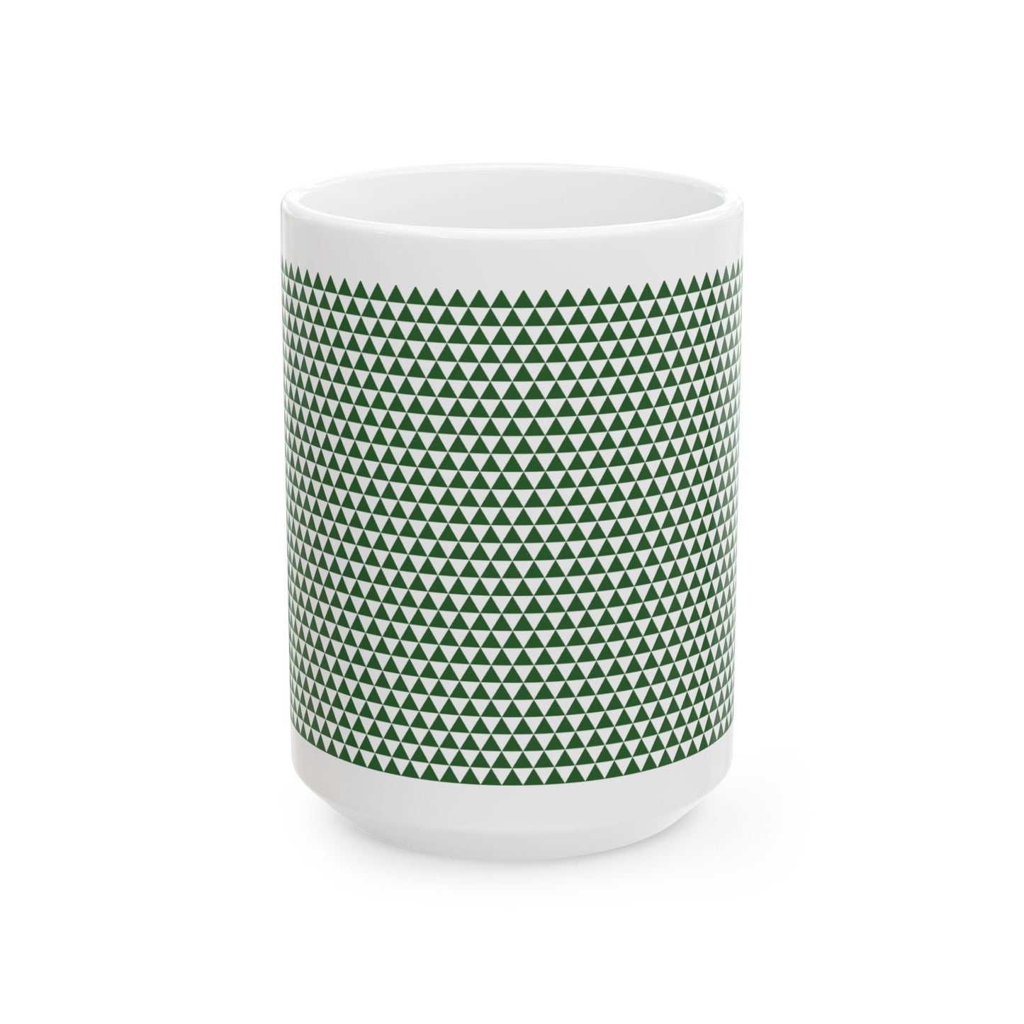 Green Triangles Ceramic Mug, (11oz, 15oz)