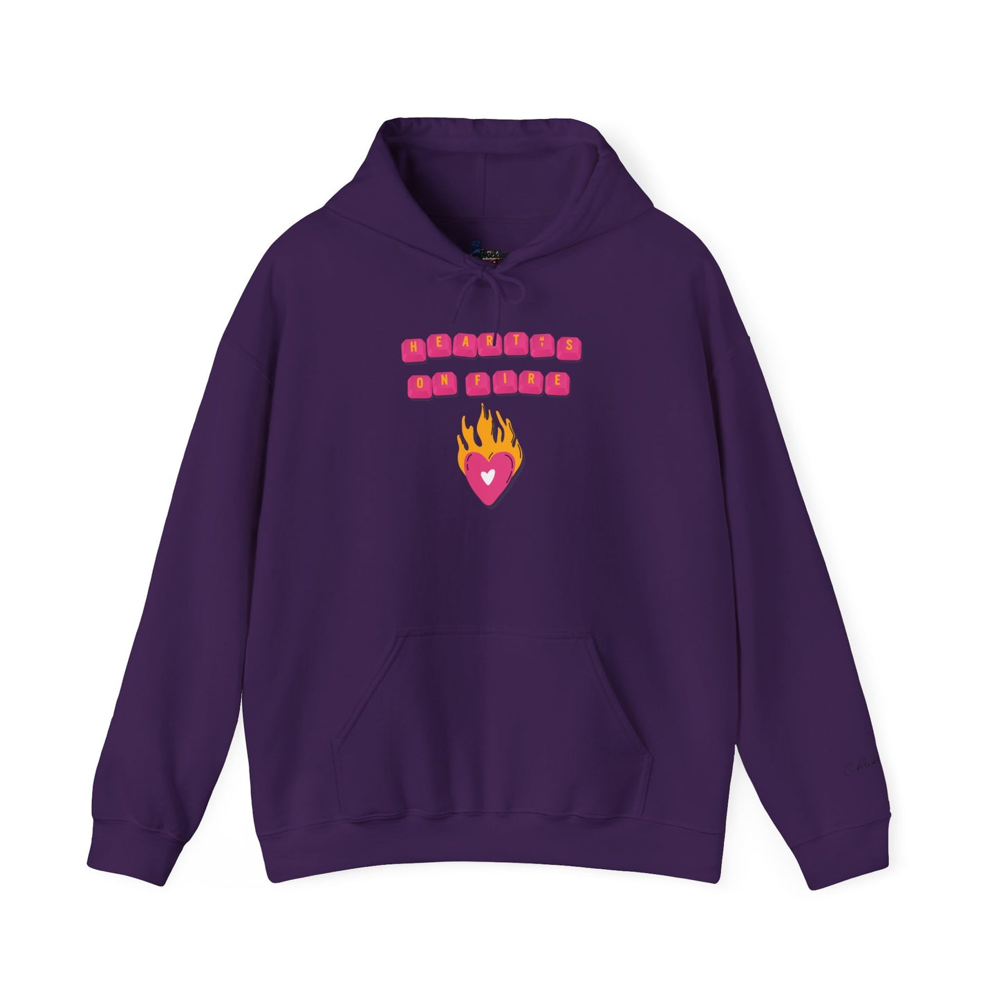 HEART'S ON FIRE Key Caps Flaming Heart Unisex Heavy Blend™ Hooded Sweatshirt