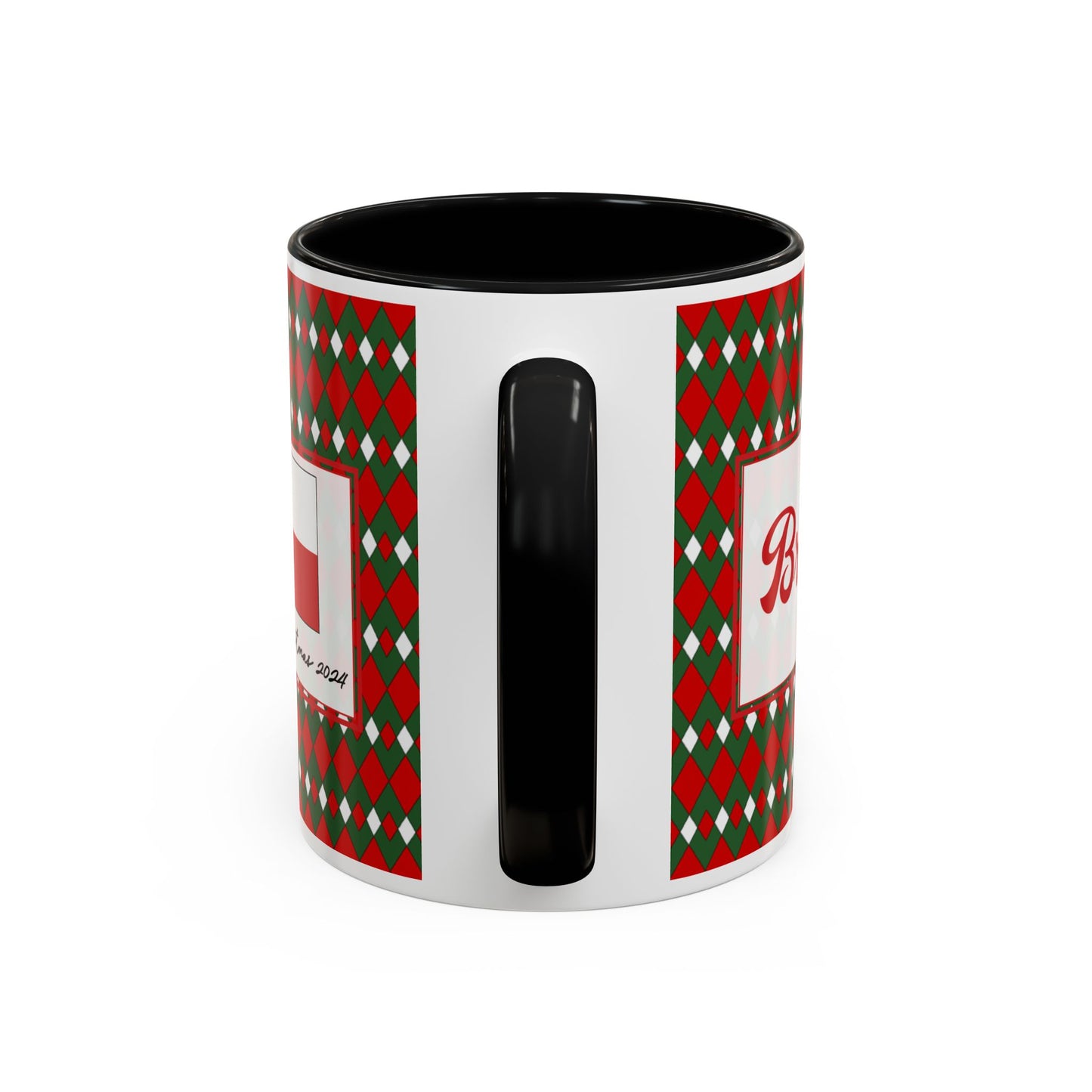 Bright- Christmas Fancy Argyle Personalizable Christmas Ceramic Mug (11oz, 15 oz)