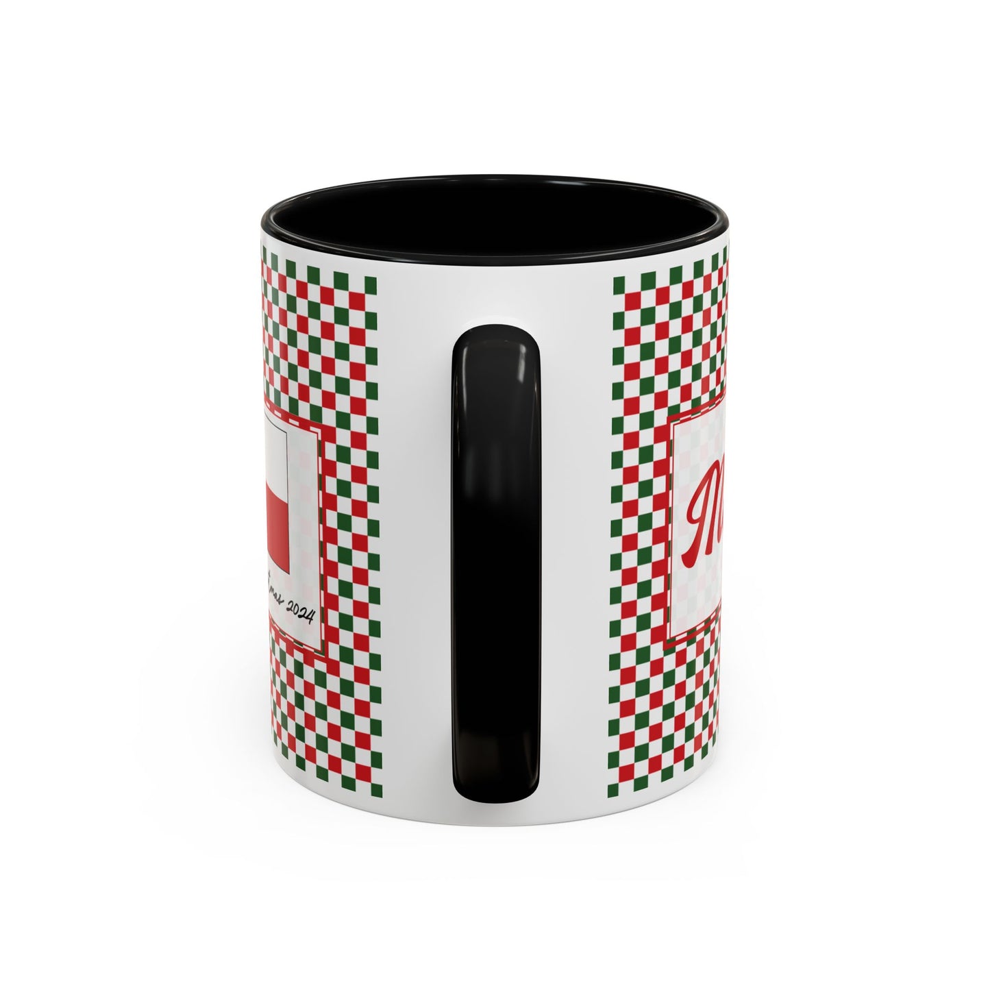 Merry- Christmas Checkered Personalizable Christmas Ceramic Mug (11oz, 15 oz)