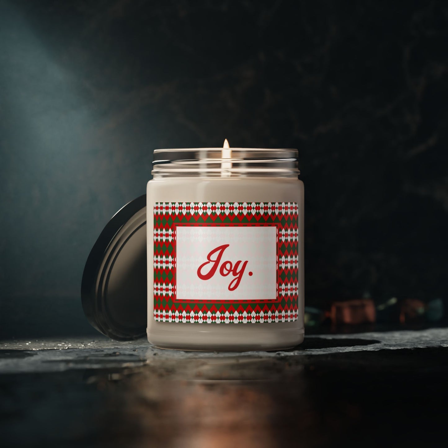 Joy- Christmas Extra Argyle Scented Soy Candle, 9oz