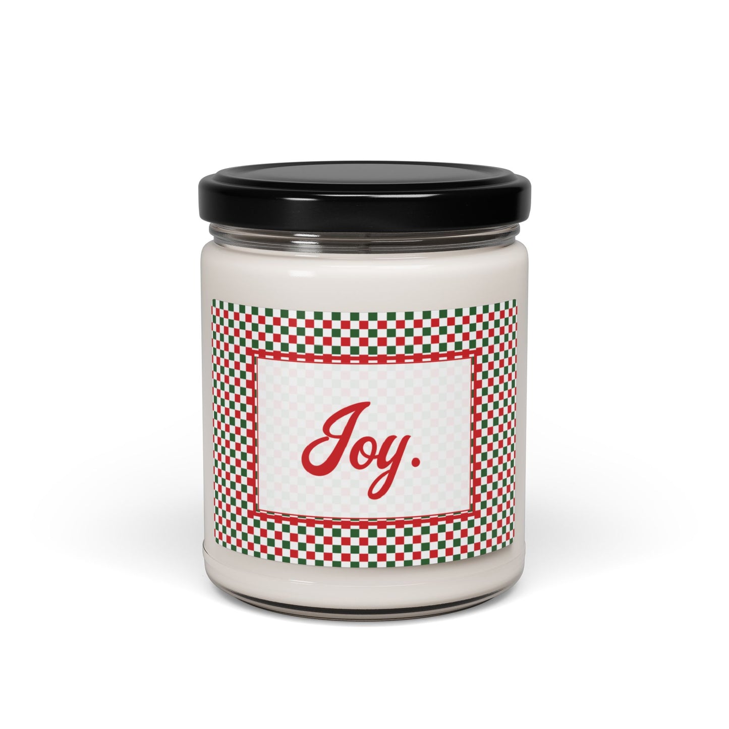 Joy- Christmas Checkered Scented Soy Candle, 9oz