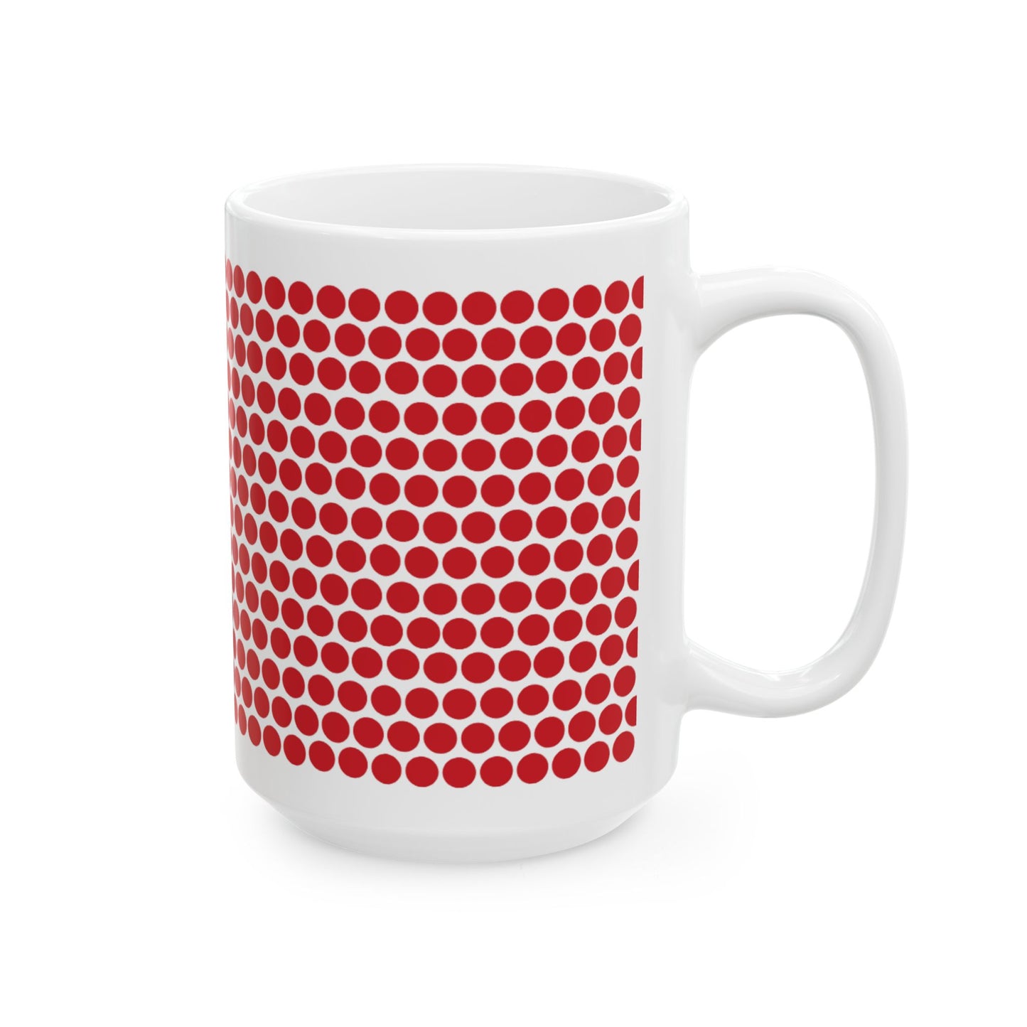 Red Polka Dot Ceramic Mug, (11oz, 15oz)