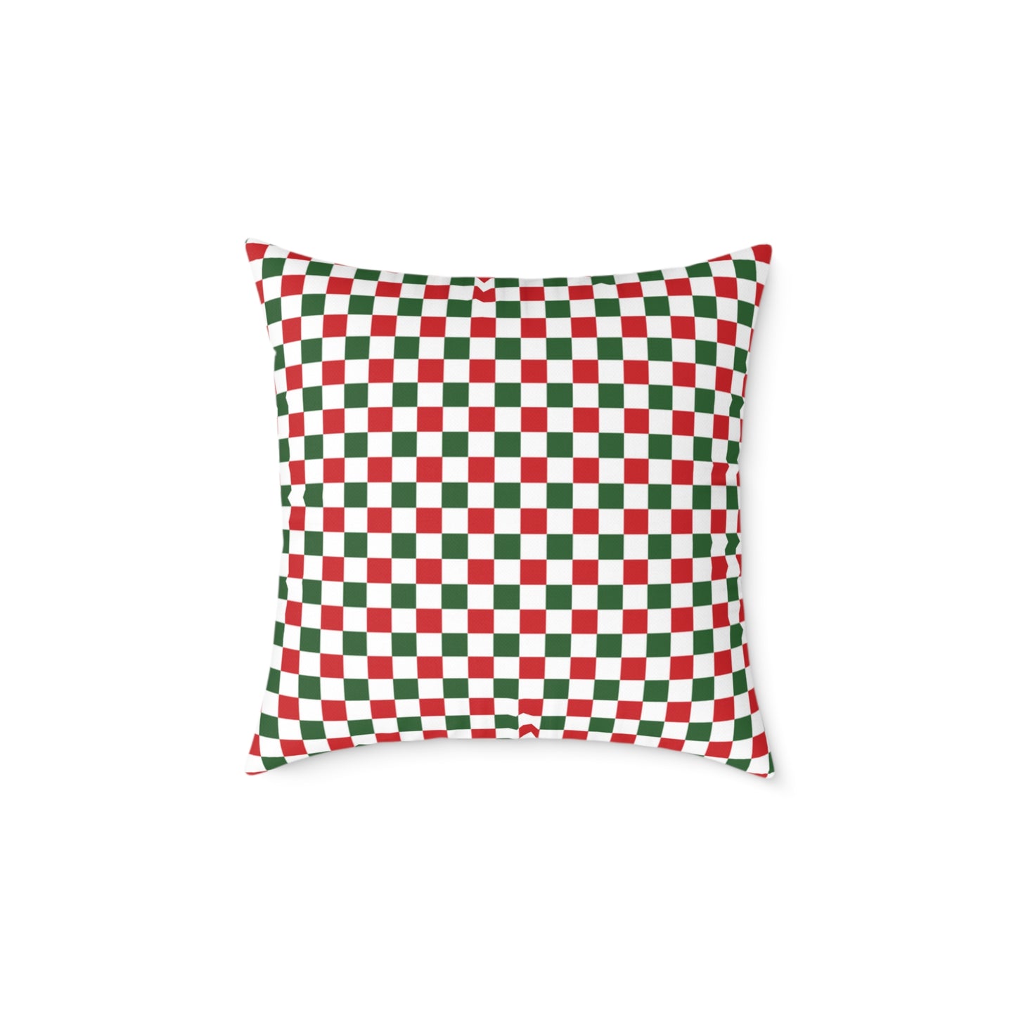 Red Green & White Gingham Christmas Decorative Pillow | Double‑Sided Poly Canvas Cushion, 5 Sizes, Vibrant Holiday Décor