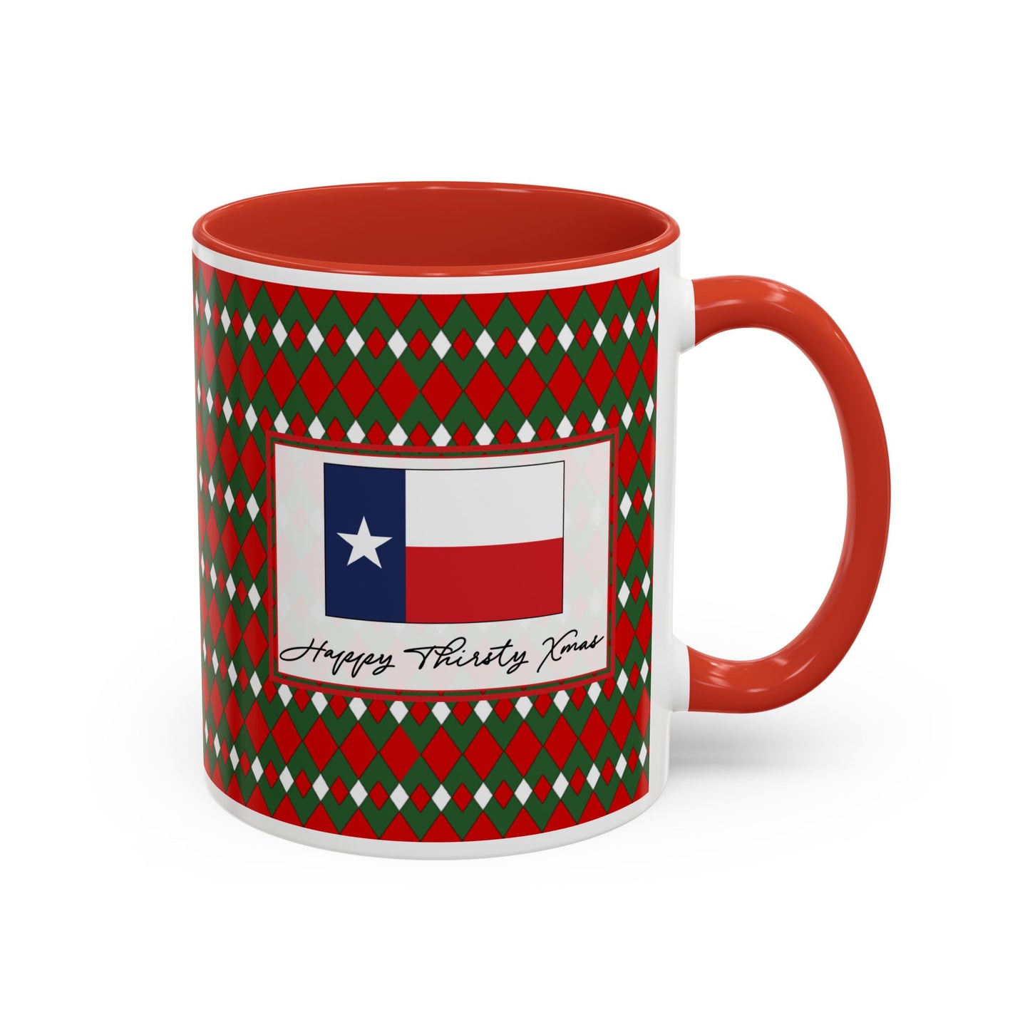 Nog- Christmas Fancy Argyle Personalizable Christmas Ceramic Mug (11oz, 15 oz)