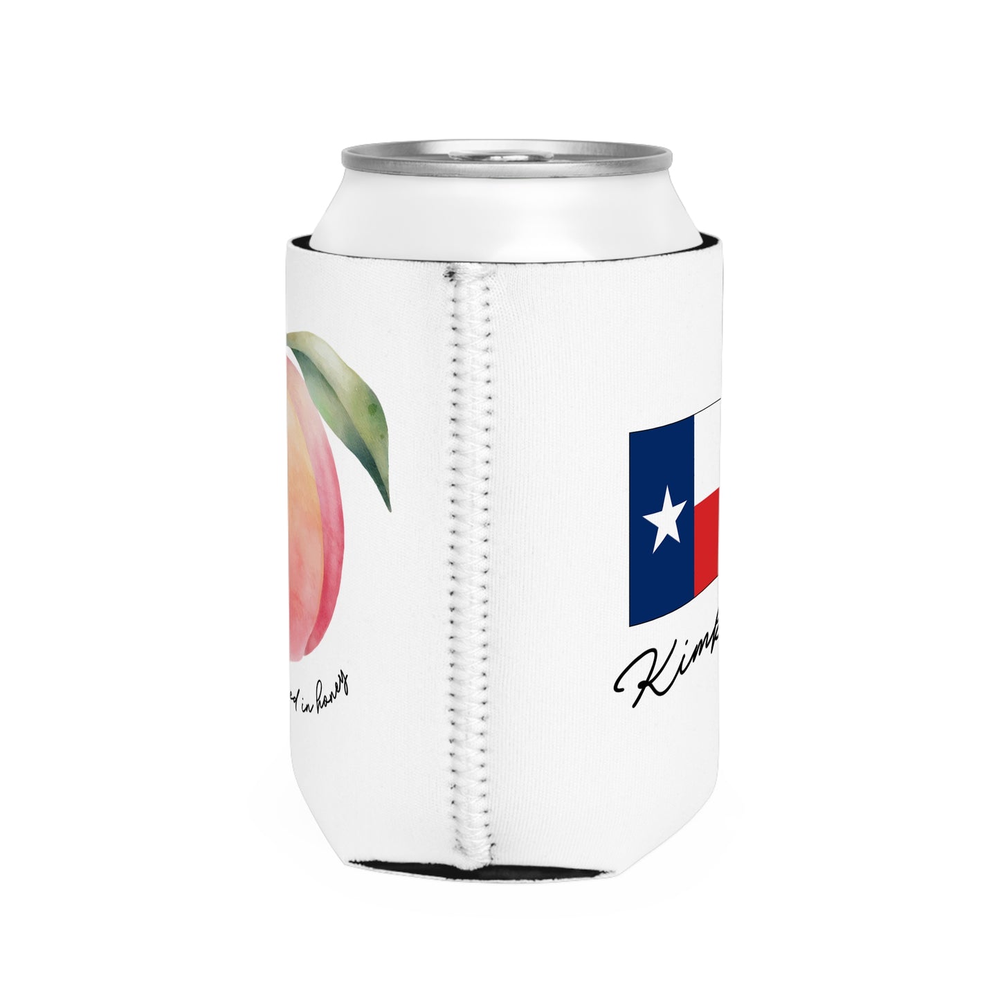 Sweeter Than A Peach In Honey Valentines Texas Flag Personalize Custom Name Can Cooler Sleeve