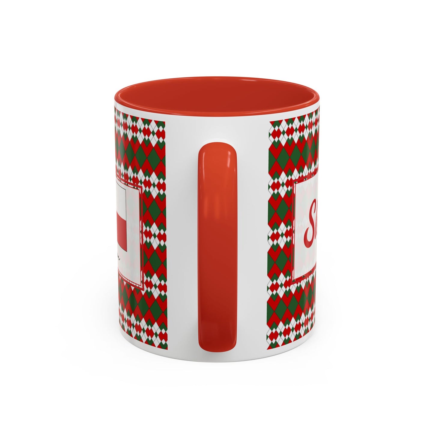 Sleigh- Christmas Extra Argyle Personalizable Christmas Ceramic Mug (11oz, 15 oz)