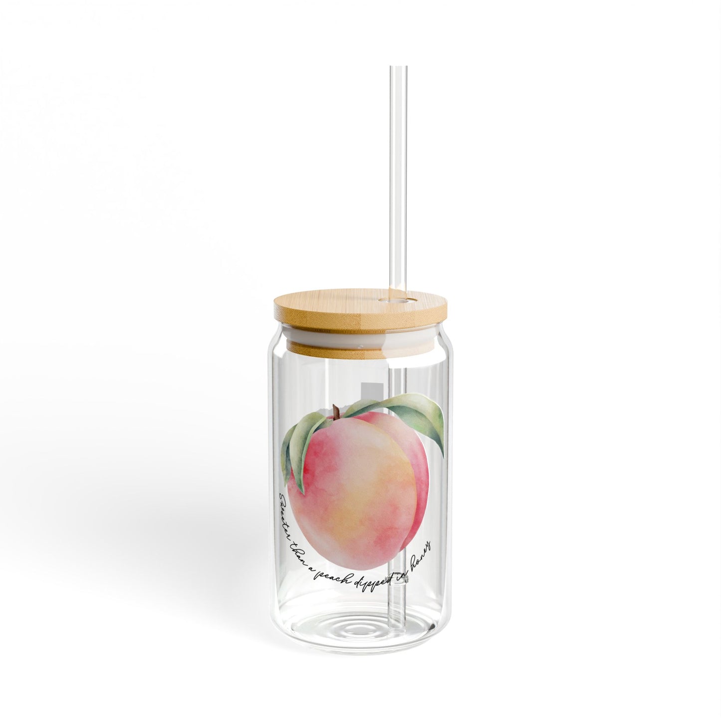 Sweeter Than Peach In Honey Texas State Cut-Out Valentines Personalizable Custom Name Sipper Glass, 16oz