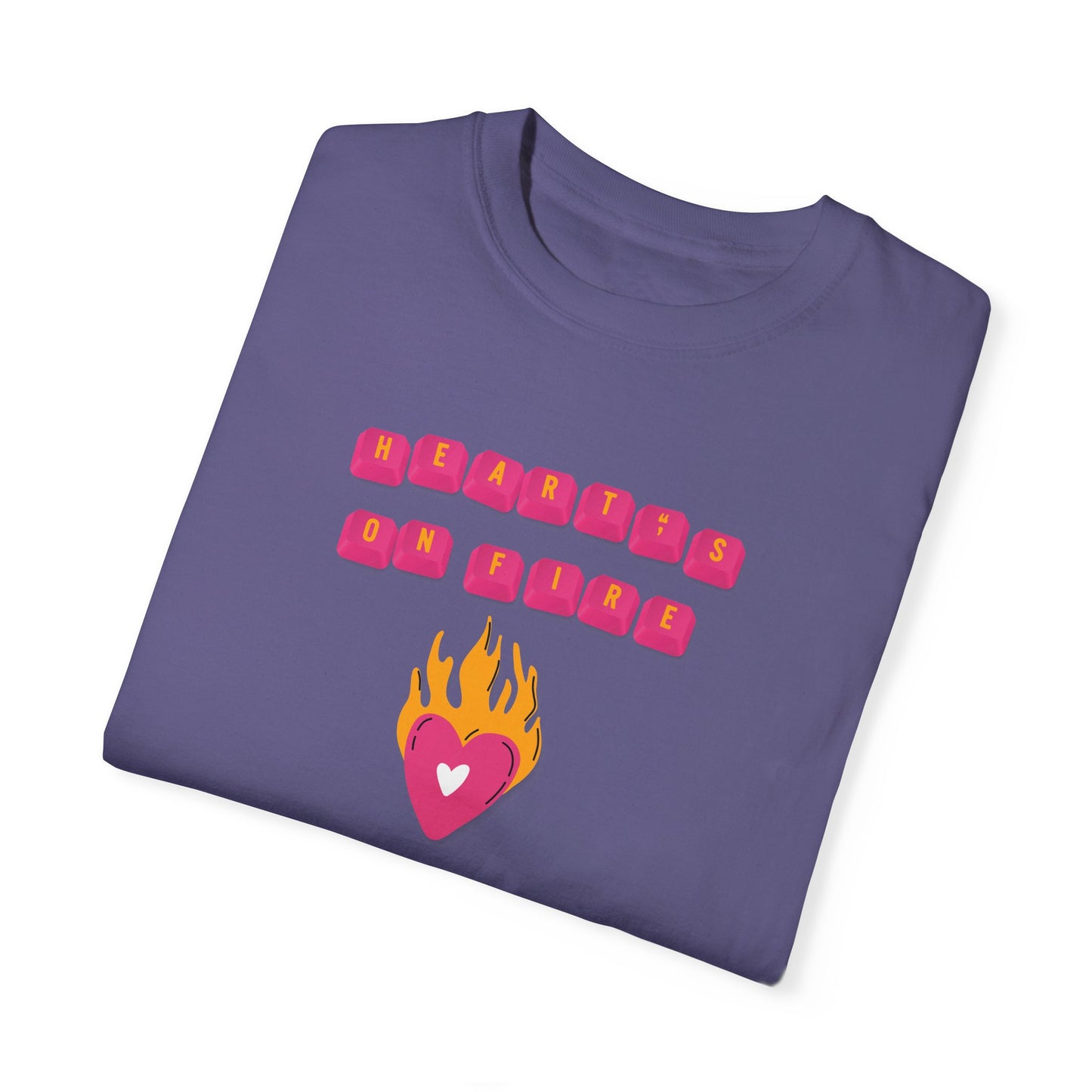 HEART'S ON FIRE Key Caps Flaming Heart Unisex Garment-Dyed T-shirt