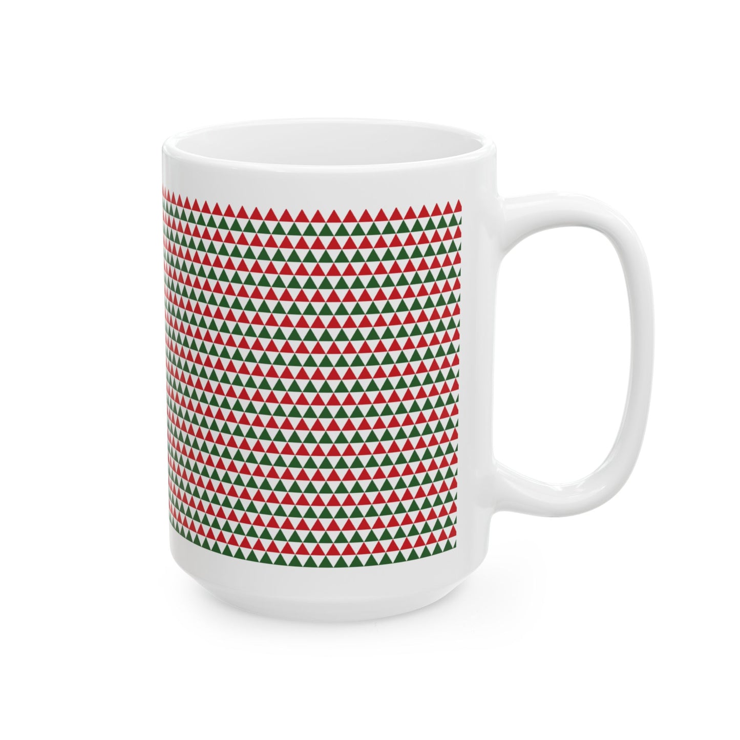 Christmas Red & Green Triangles Ceramic Mug, (11oz, 15oz)